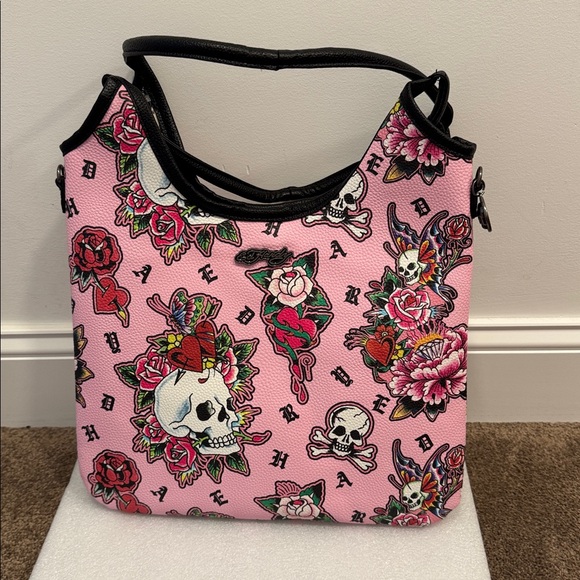 Ed Hardy Handbags - Ed Hardy skull and roses tote shoulder bag purse NWT